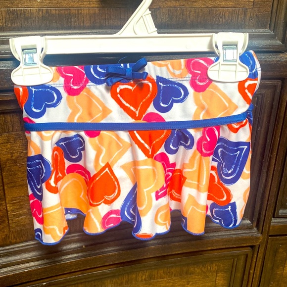 UV Skinz UPF 50+ Pink Peach Orange Blue Papaya Heart Print Swim Skirt Size 2T - Picture 7 of 7